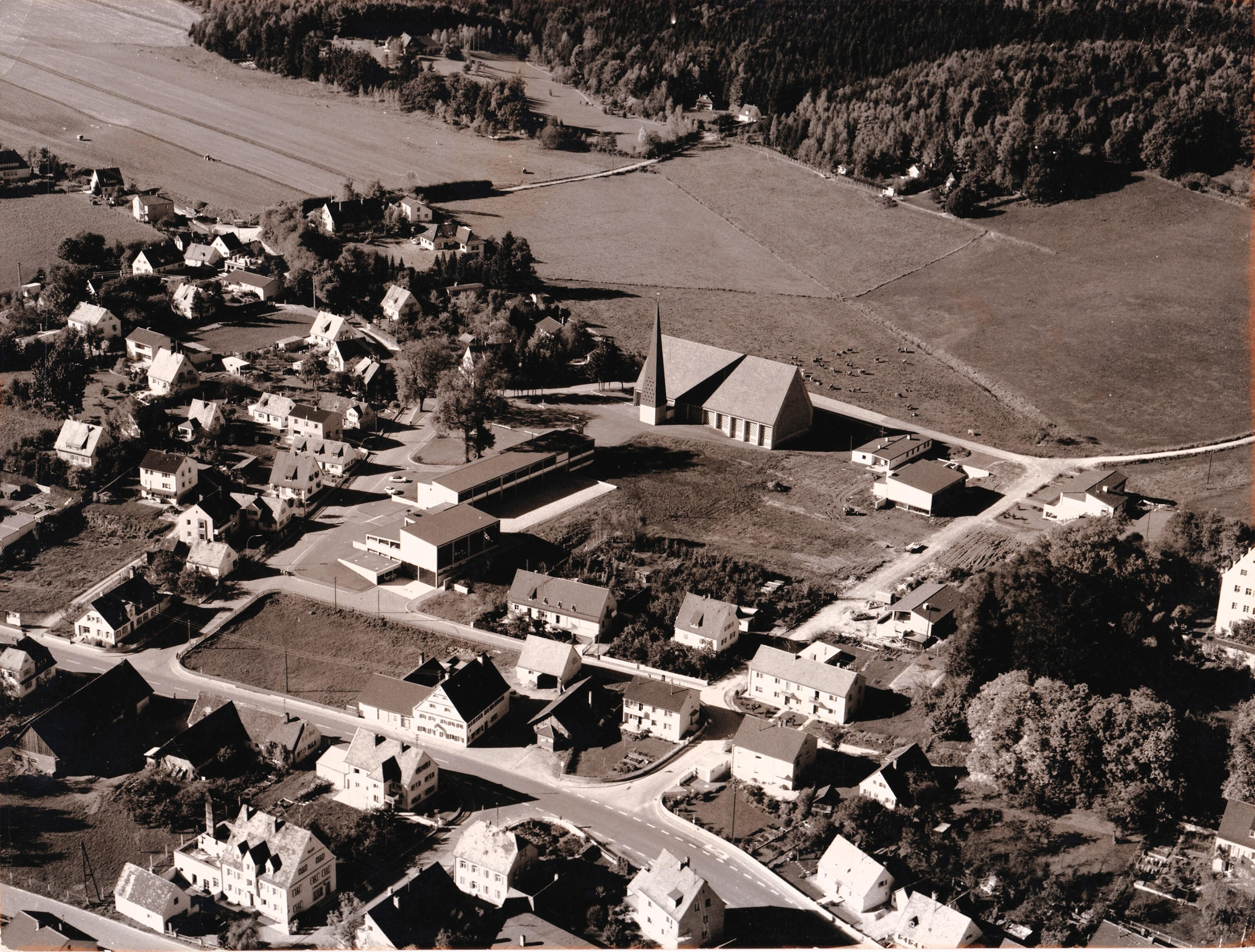 Ortsmitte von Aystetten 1966-1967, Foto: Ludwig Eberhardinger