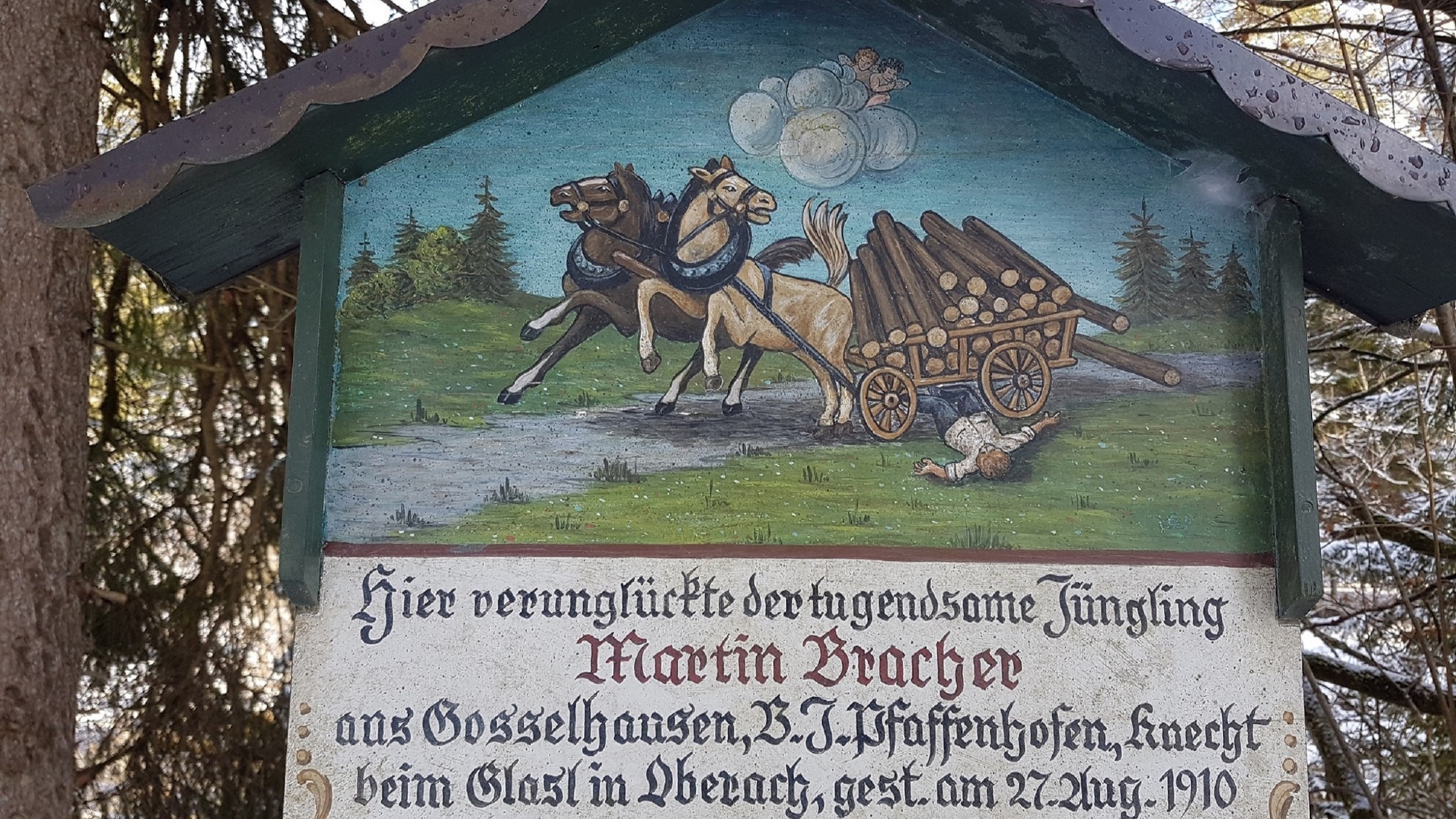 Bracher-Marterl nahe des Kreuther Wertstoffhofs. Aufnahme vom 29. Dezember 2020, Barbara Filipp. Laut Vereinbarung